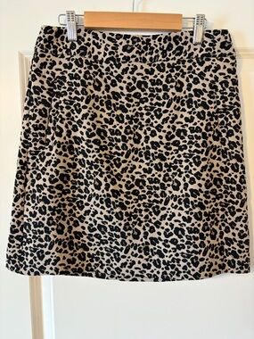 LOFT - Leopard Print A-Line Skirt in Beige and Black - Size 0